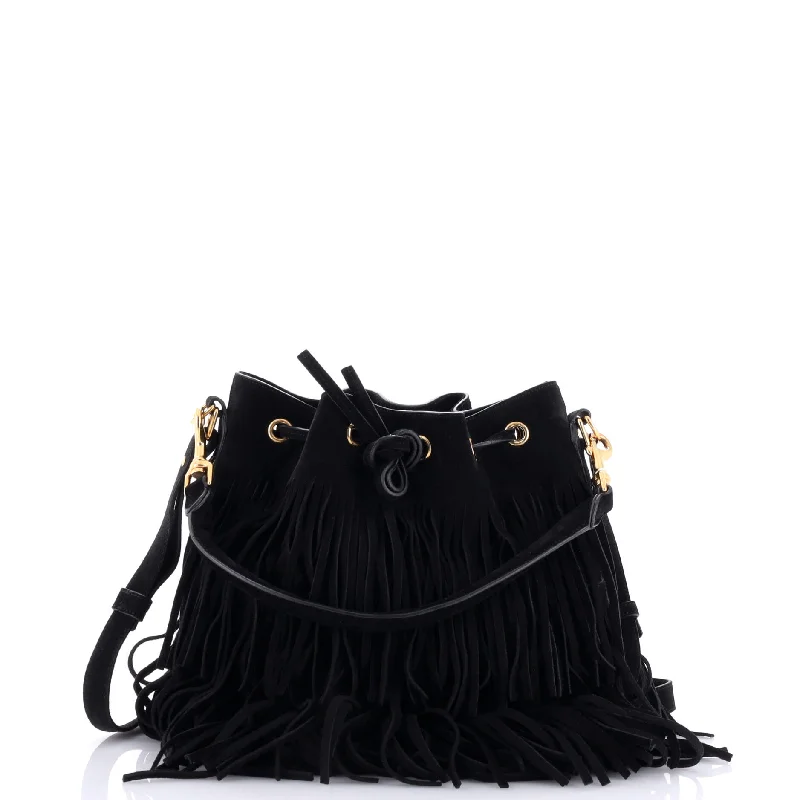 Bucket bags with crossbody straps for easy hands-free carrying and practicality-Fringe Emmanuelle Bucket Bag Suede Medium