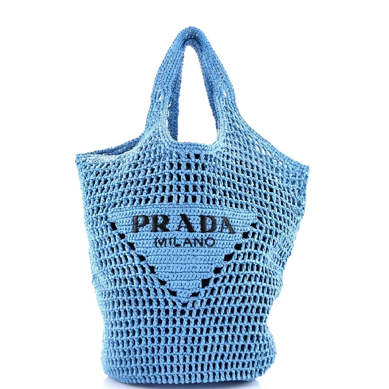 Bucket bags with casual designs for everyday use and easy styling with any outfit-Triangle Logo Bucket Tote Raffia Small