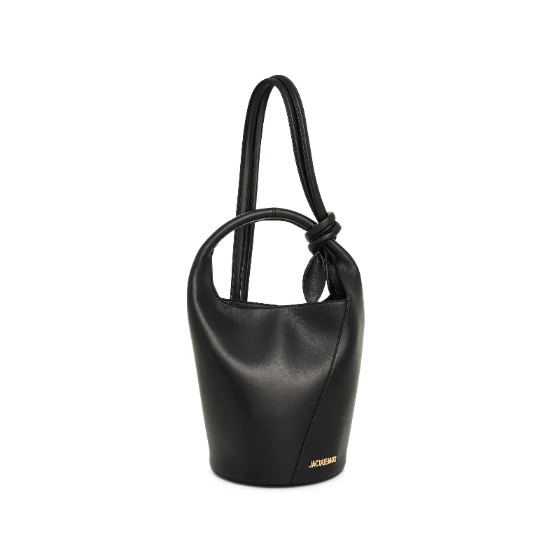 Bucket bags with structured leather for a refined and classic appearance-Le Petit Tourni Leather Bag in Black