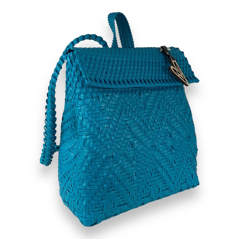 Laptop-friendly backpack for tech-savvy travelers -Maria Victoria | Azucena BK | Upcycled, Handwoven, Turquoise Backpack