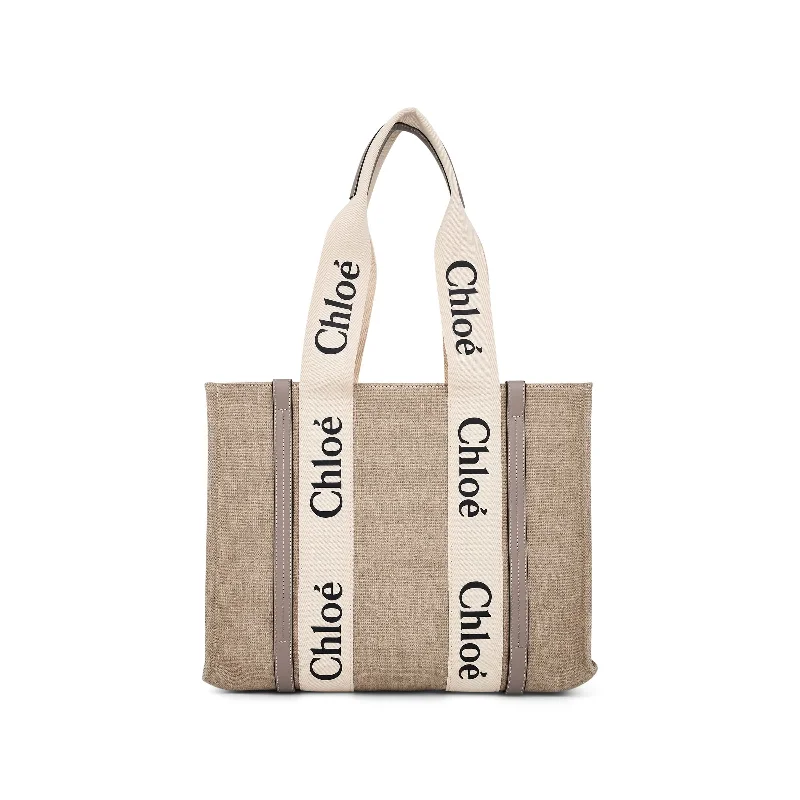 Bucket bags with patent leather finishes for a glossy, high-shine appearance-Medium Woody Tote Bag in Musk Grey