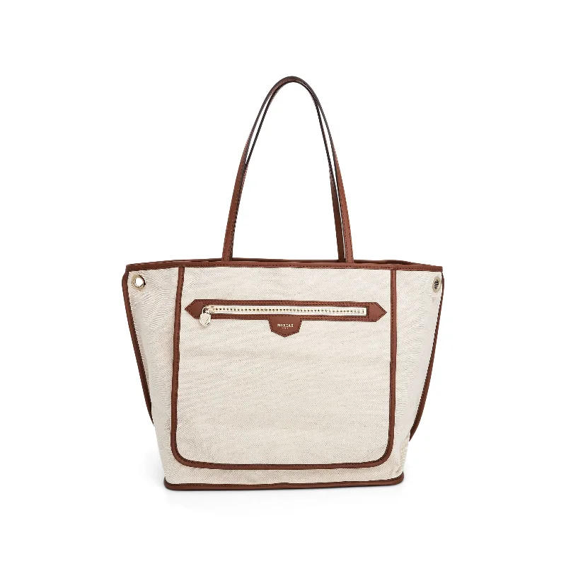 Bucket bags with glossy finishes for a polished and high-shine appearance-Saint Tropez Tote Reverse MM in Natural