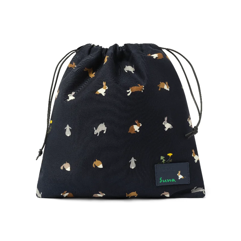 Best bucket bags with tassels and charms for a personalized, boho-inspired style-Bunnies Drawstring Pouch in Deep Navy