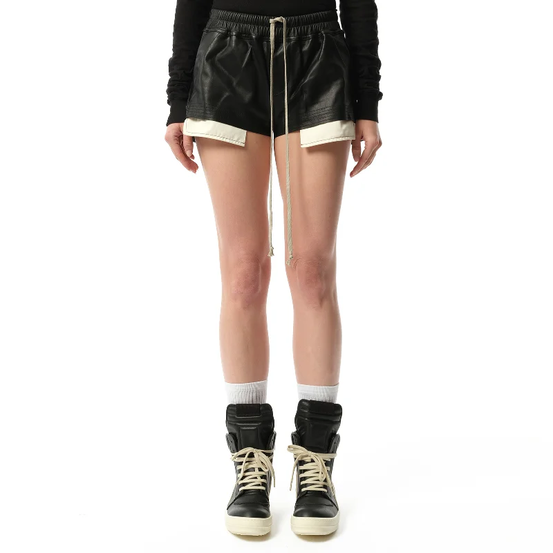 Bucket bags with adjustable straps and multiple carrying options for ultimate versatility-Lamb Leather FOG Boxer Shorts in Black