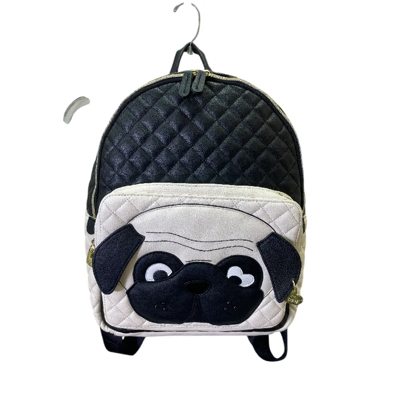 Foldable travel backpack for easy packing convenience -Backpack By Betsey Johnson In Black & Cream, Size:Large