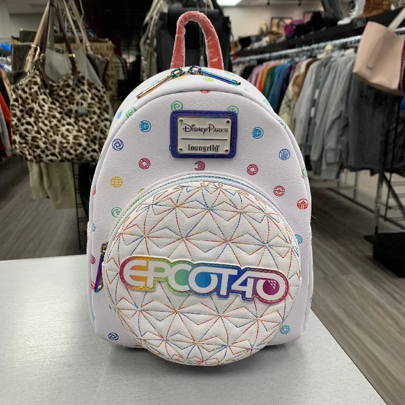 Breathable padded backpack for sweaty summer treks -Disney Epcot Backpack By Loungefly, in White Size: Small