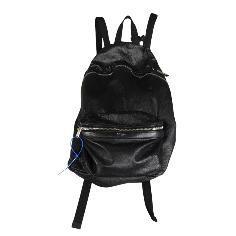 Reflective strip backpack for nighttime safety use -Backpack Luxury Designer By Yves Saint Laurent, Size: Large