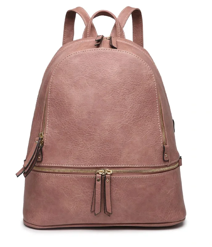 Compact backpack with side water bottle holders -Blake Backpack Bag in Dark Rose