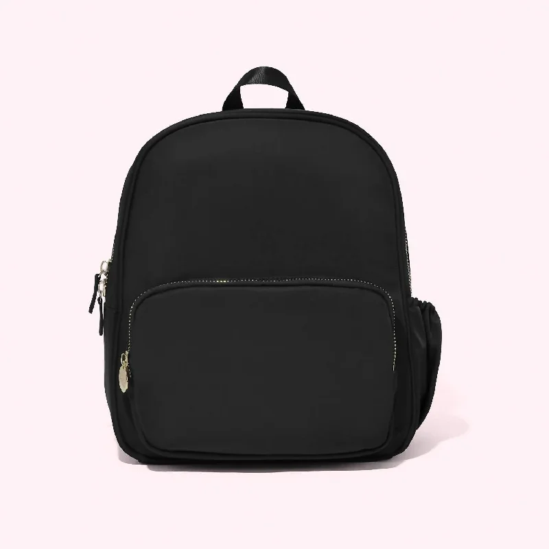 Reinforced bottom backpack for heavy load durability -Classic Mini Backpack Bag In Noir