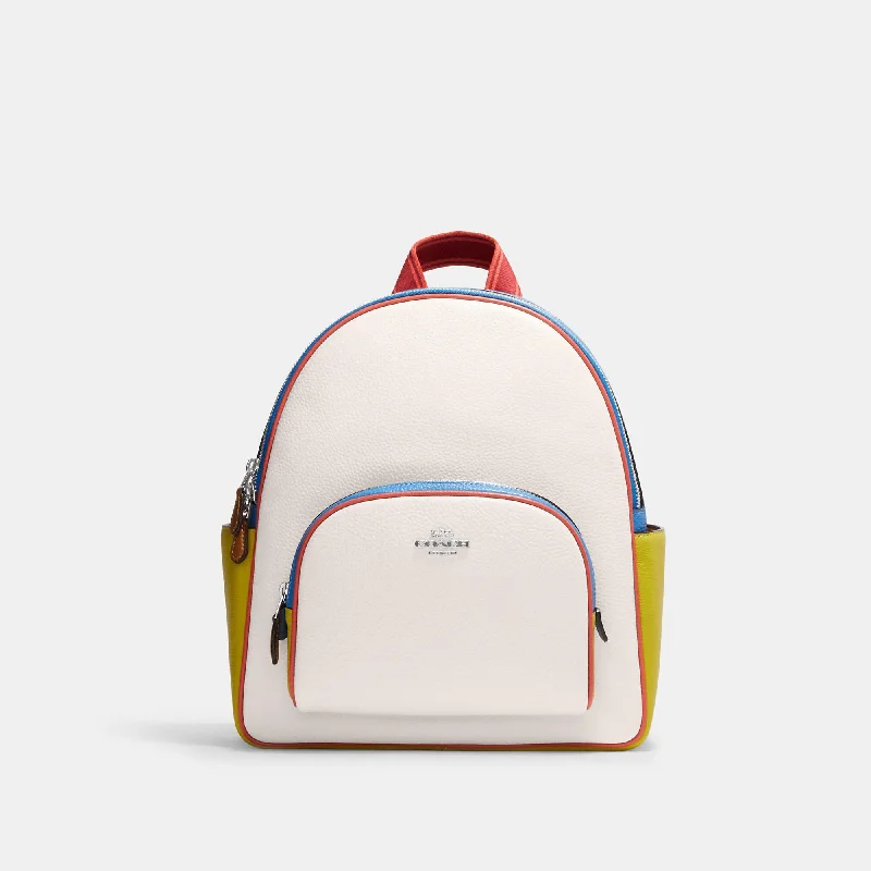 Multi-compartment backpack for organized school supplies -Coach Outlet Court Backpack In Colorblock