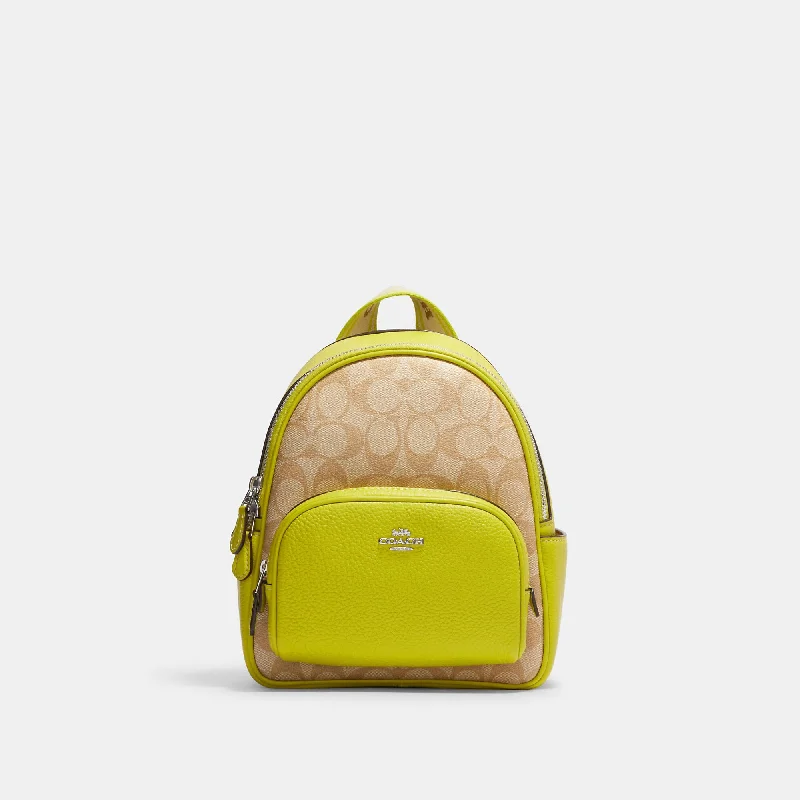 Premium travel backpack with lockable zipper security -Coach Outlet Mini Court Backpack In Signature Canvas