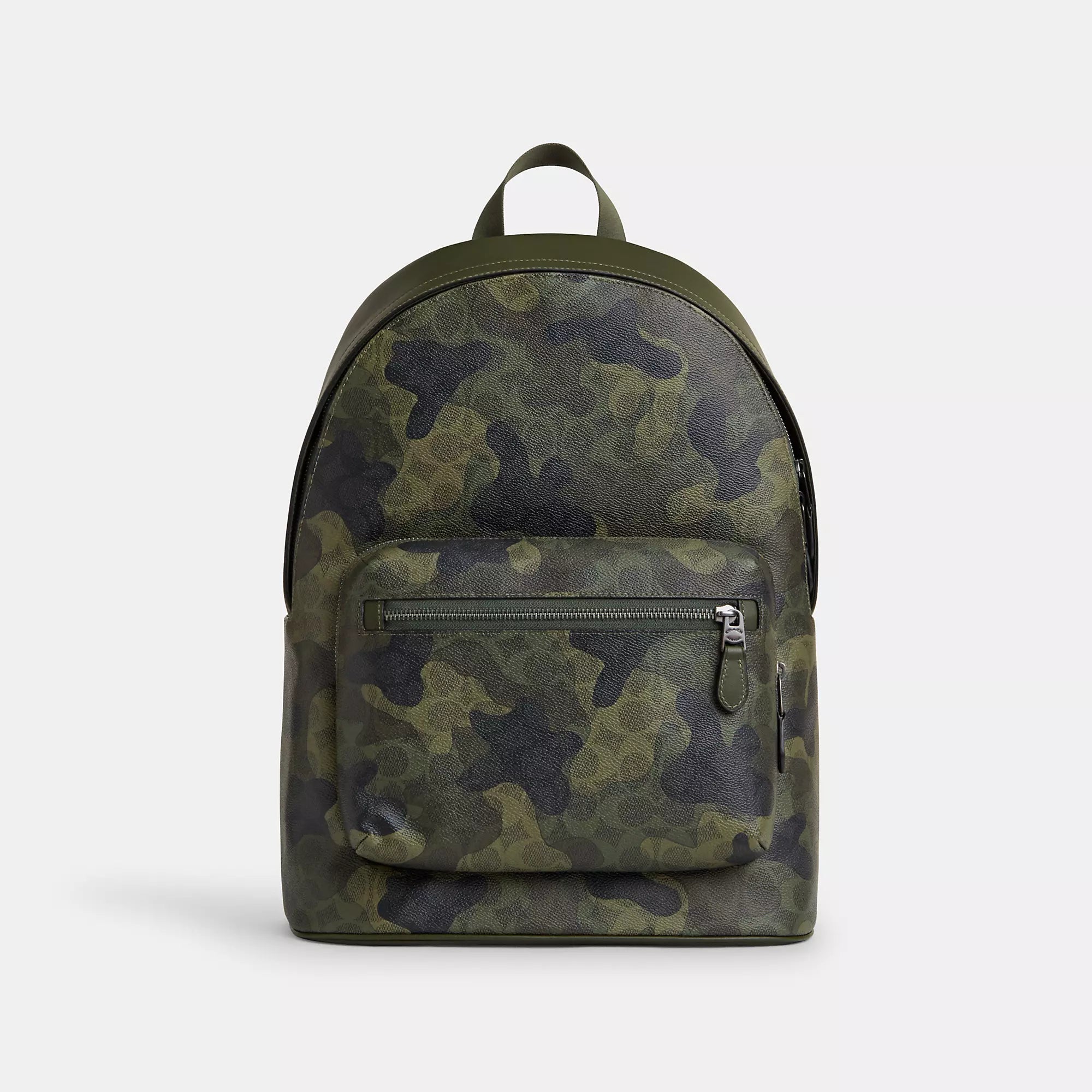 Compact hiking backpack with rain cover included -Coach Outlet West Backpack In Signature Camo Print