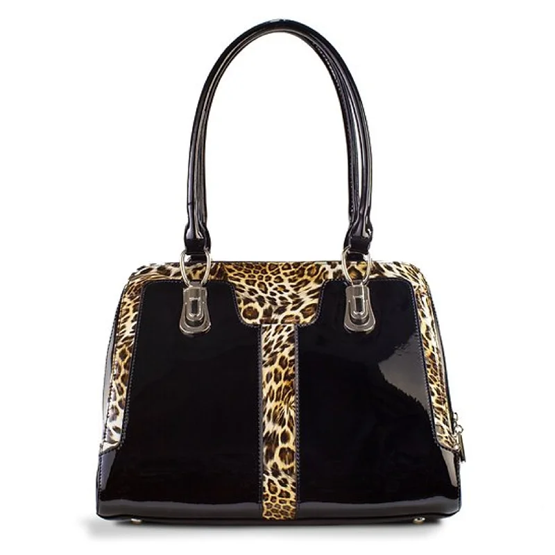 Handle bags with reinforced stitching for durability -Diana Leopard Print Leather Handbag