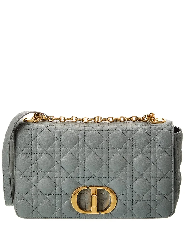 Handle bags with bold text for statements -Dior Caro Large Leather Shoulder Bag