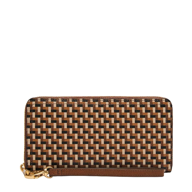 Handle bags with rustic leather for charm -Fossil Women's Logan RFID Printed Zip Around Clutch