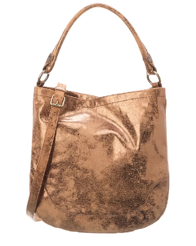 Handle bags with lightweight fabric for ease -Frye Melissa Metallic Leather Hobo Bag