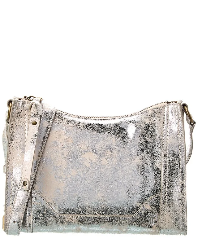 Handle bags with structured shapes for class -Frye Melissa Metallic Zip Leather Crossbody