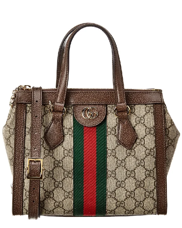 Handle bags with chevron designs for trend -Gucci Ophidia Small GG Supreme Canvas & Leather Shoulder Bag