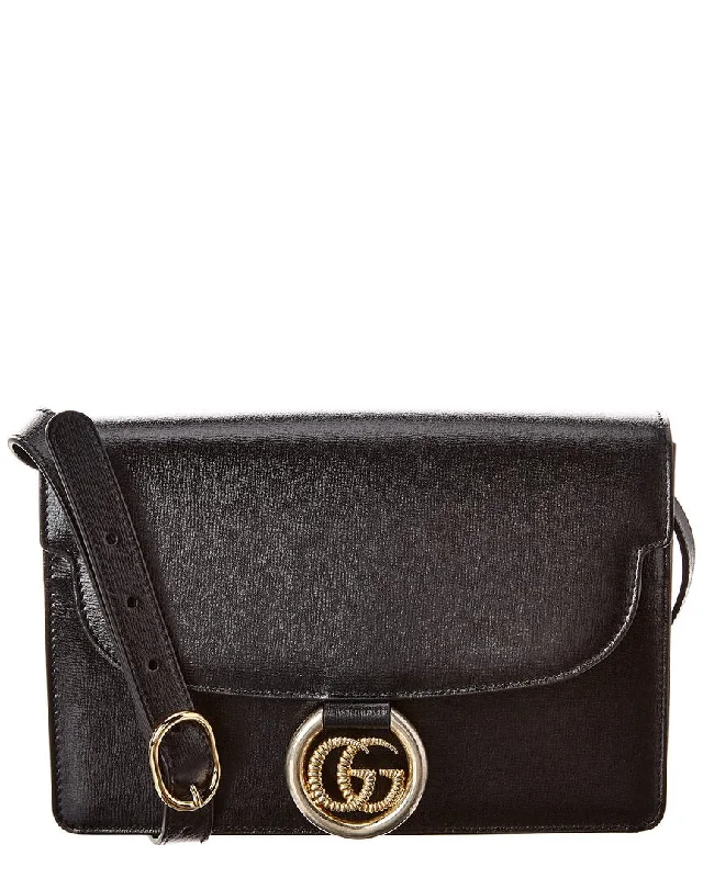 Handle bags with sturdy canvas for longevity -Gucci Torchon Double G Leather Shoulder Bag