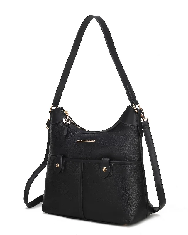 Handle bags with metallic finishes for shine -Harper Vegan Color Block Leather Women’s Shoulder Bag