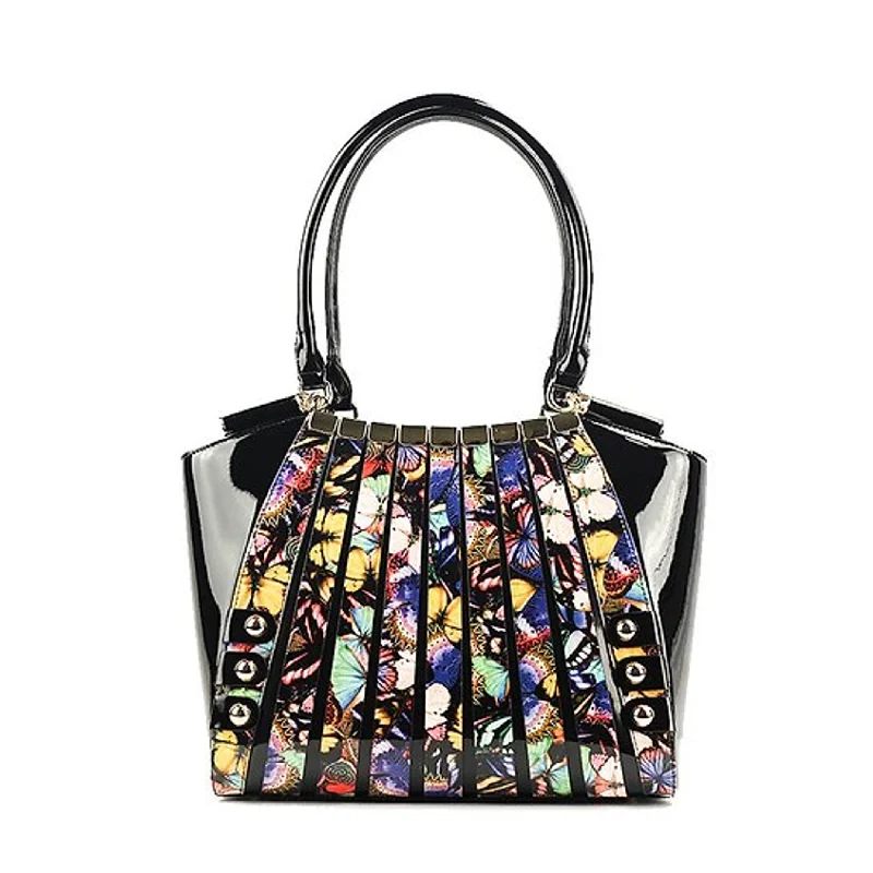 Handle bags with bold stripes for trendiness -Irina Signature Series II Print-Leather Handbag