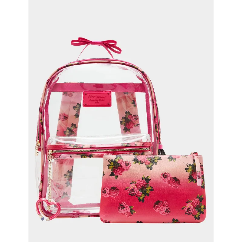 Stylish urban backpack for city lifestyle needs -Large Clear Backpack Floral Print