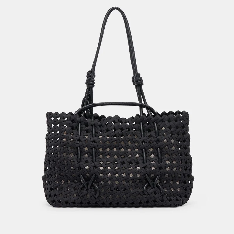 Canvas handle bags perfect for casual outings -Logan Tote Black Woven