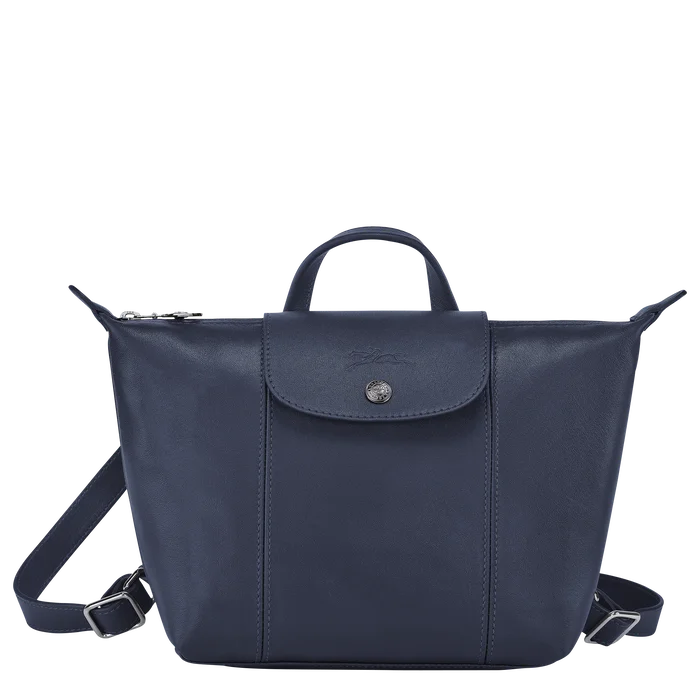 Weather-resistant backpack for extreme outdoor conditions -Longchamp - Le Pliage Cuir Backpack in Navy