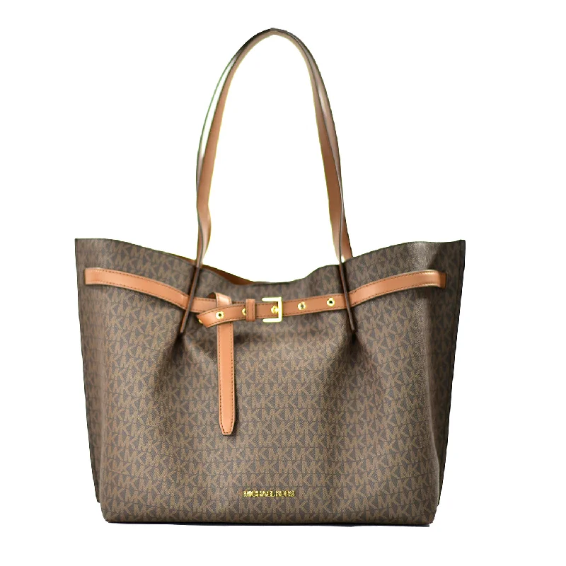 Handle bags with subtle embroidery for detail -Michael Kors Emilia Large  Signature PVC East West Tote Bag Women's Purse