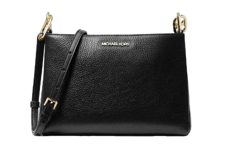 Handle bags with sleek hardware for sophistication -Michael Kors Trisha MK Signature Leather Crossbody Bag