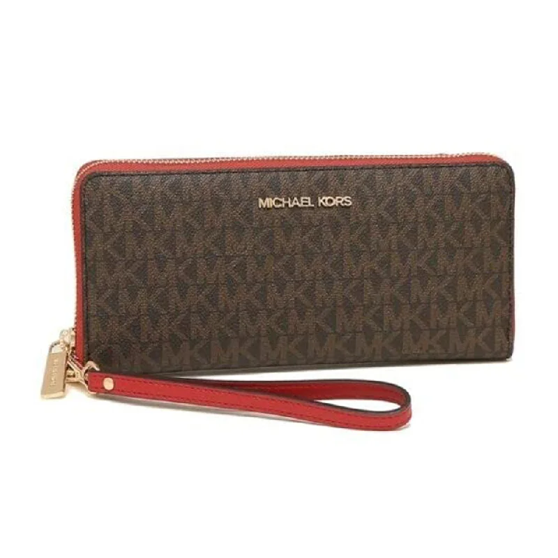 Handle bags with lightweight nylon for ease -Michael Kors Women's Jet Set Travel Large MK Signature Continental Wallet