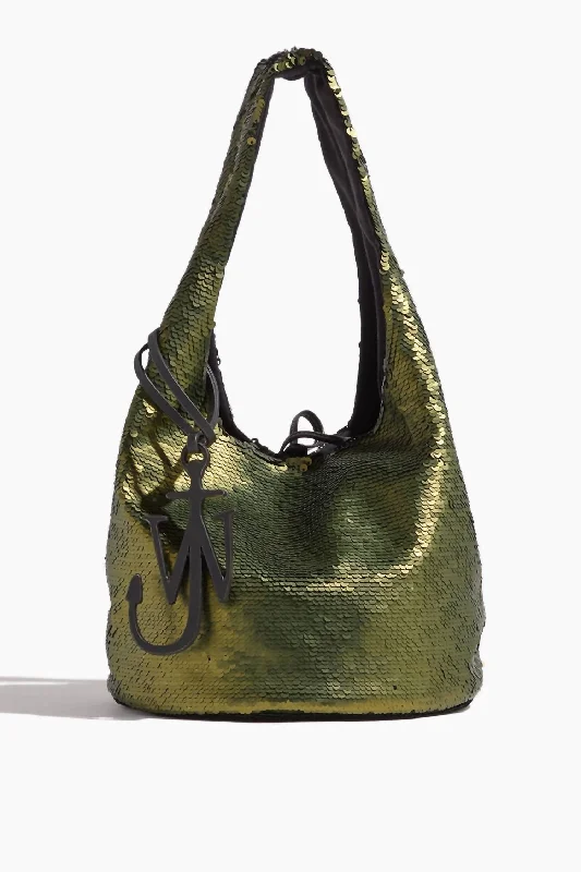 Handle bags with elegant gold-tone hardware -Mini Sequin Shopper Top Handle Bag In Olive