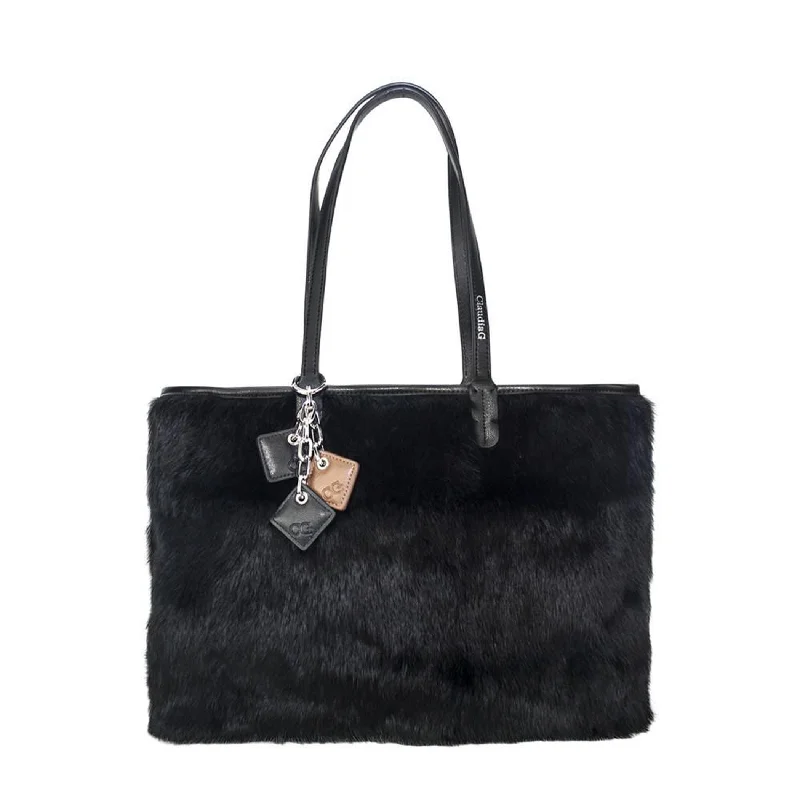 Handle bags with side pockets for organization -Olivia Fur+Leather Handbag