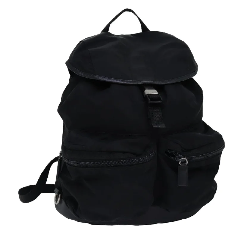 Laptop sleeve backpack for college student convenience -Prada Backpack Nylon Black Auth 76576