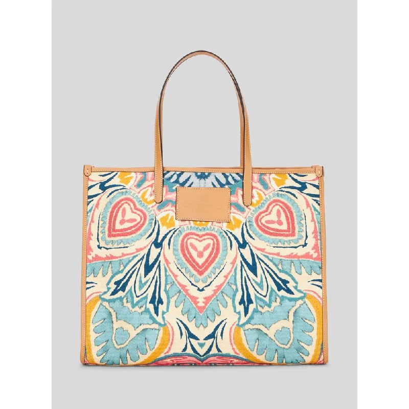 Handle bags with drawstring accents for style -Printed Fabric Large Shopping Bag