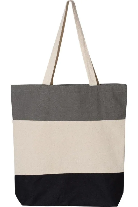 Vegan leather handle bags for eco-friendly chic -Q-Tees 11L Tri-Color Tote