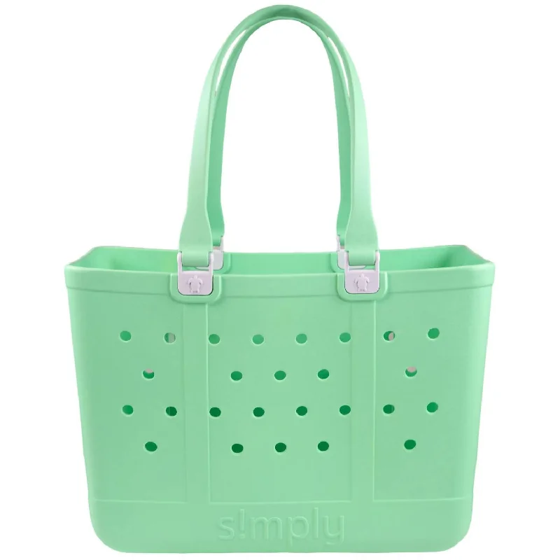 Handle bags with sleek black for elegance -Simply Tote In Lime