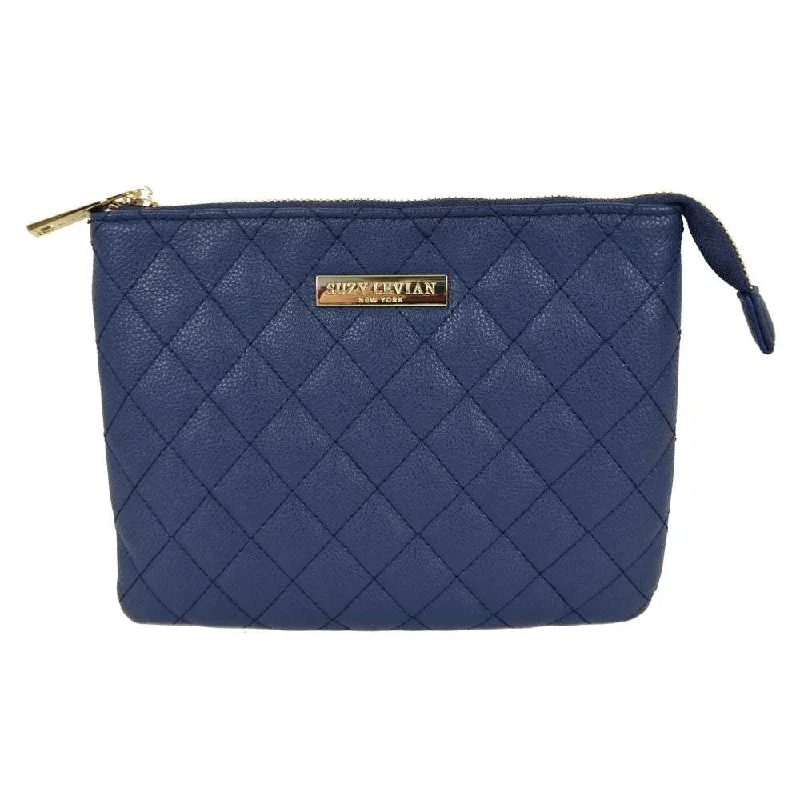 Handle bags with retro logos for charm -Suzy Levian Small Faux Leather Quilted Clutch Handbag