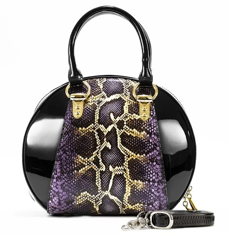 Handle bags with expandable sides for flexibility -Svetlana Version 2 Python Print Leather Handbag