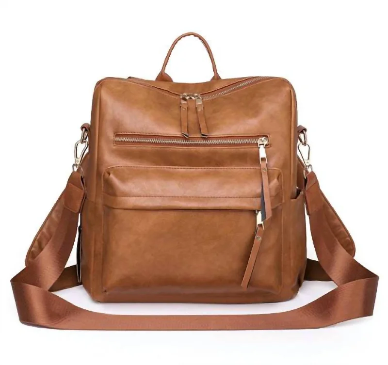 Laptop-friendly backpack for tech-savvy travelers -The Brooke Backpack In Camel