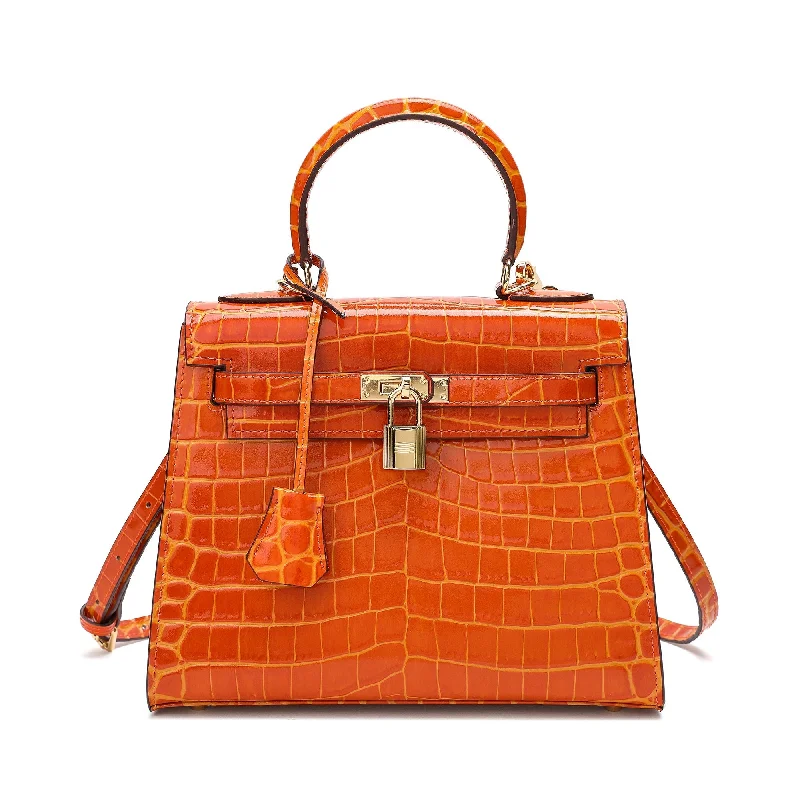 Handle bags with seasonal prints for holidays -Tiffany & Fred Alligator Embossed Leather Grace Satchel