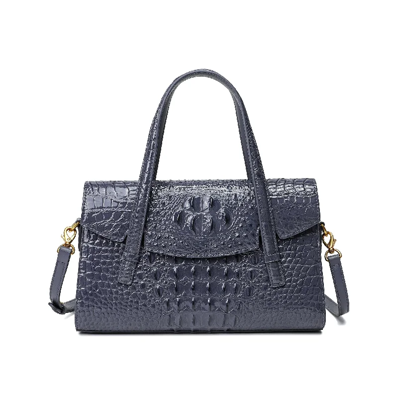 Handle bags with spacious interiors for storage -Tiffany & Fred Alligator Embossed Leather Satchel/Shoulder Bag