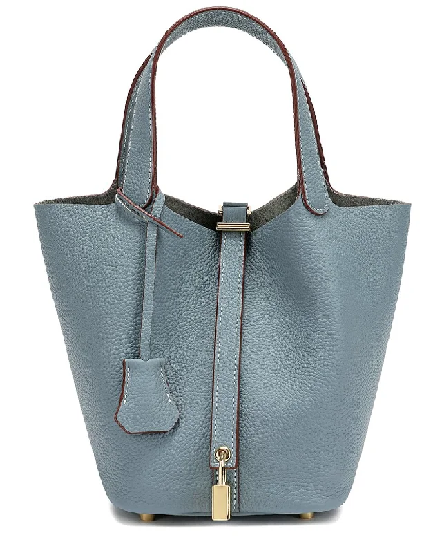 Handle bags with perforated details for style -Tiffany & Fred Paris Full-Grain Leather Top-Handle Bag