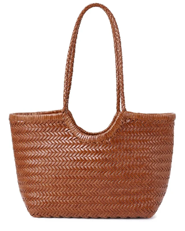 Handle bags with waterproof lining for protection -Tiffany & Fred Paris Woven Leather Tote