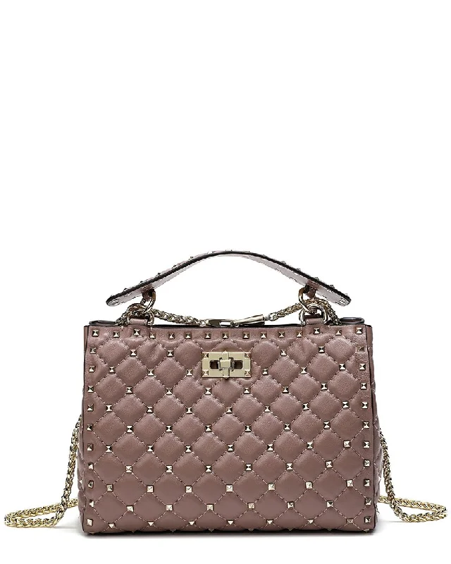 Handle bags with soft fabric for comfort -Tiffany & Fred Quilted & Studded Leather Tote