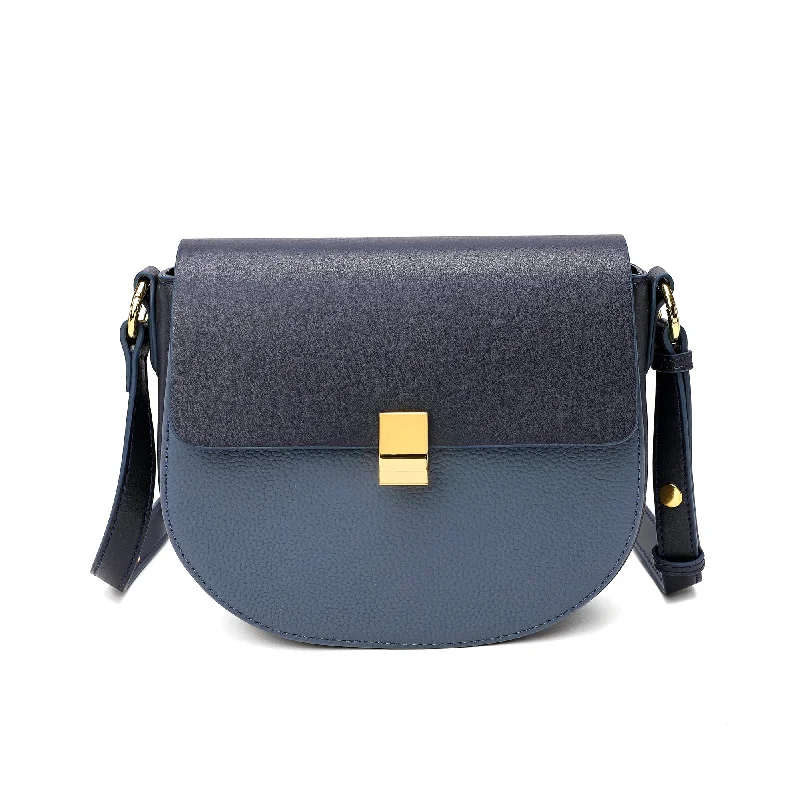 Handle bags with structured shapes for class -Tiffany & Fred two tone full-grain Crossbody/Shoulder Bag