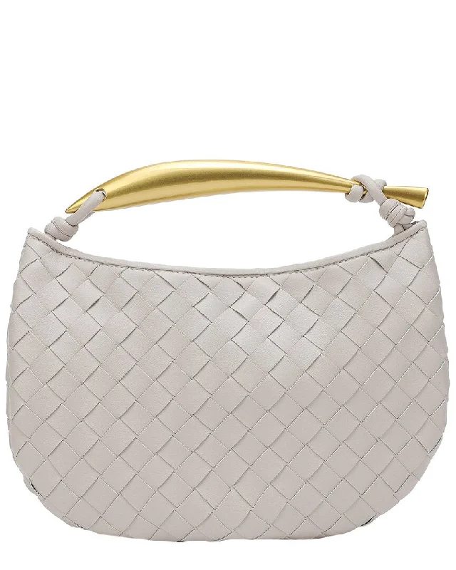 Handle bags with detachable pouches for versatility -Tiffany & Fred Woven Leather Top Handle Clutch