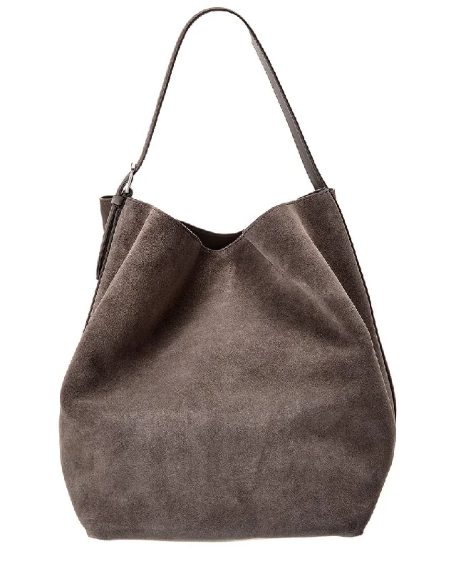 Handle bags with wide openings for access -TOTEME Belted Suede Tote