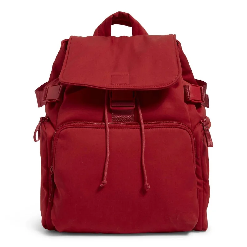 Expandable travel backpack for extra souvenir space -Utility Backpack Recycled Cotton in Cardinal Red