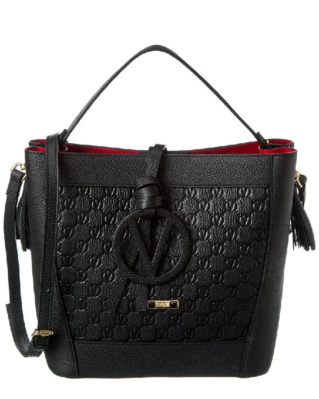 Handle bags with retro logos for charm -Valentino by Mario Valentino Callie Medallion Leather Shoulder Bag